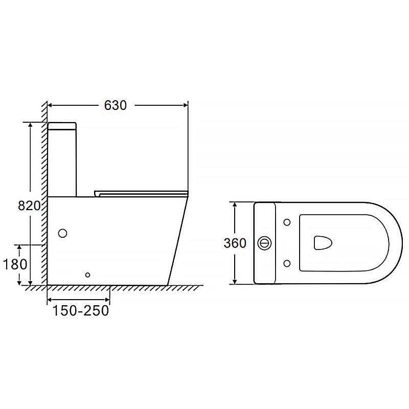 Унитаз Azario Conto AZ-T005BR Безободковый Выпуск Горизонтальный