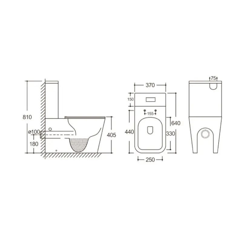 Унитаз напольный Ceruttispa MAIELLA CT10314 Горизонтальный Выпуск Безободковый