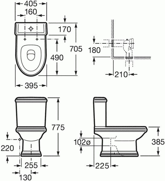 Унитаз Roca America Горизонтальный Выпуск