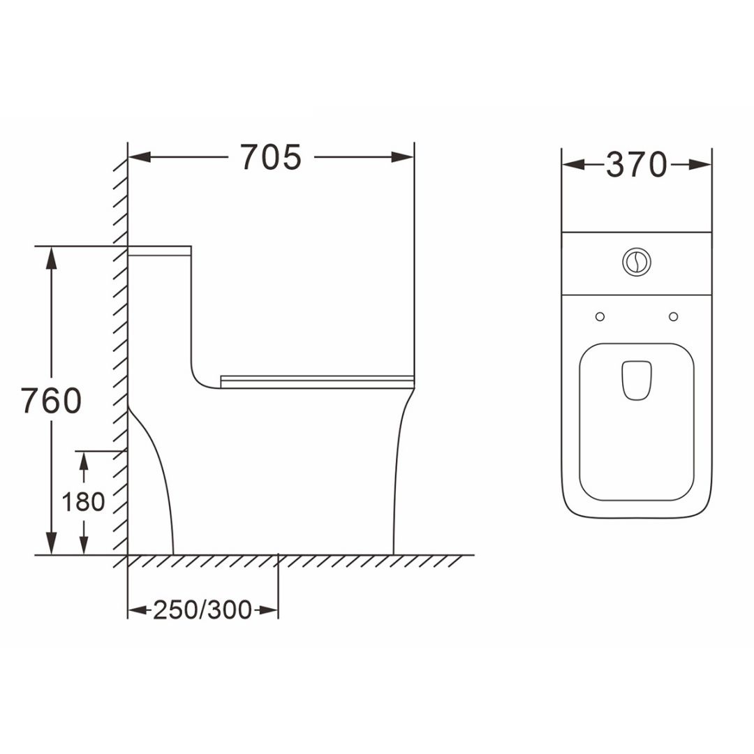 Унитаз Azario GRESSA  AZ-1111MB Безободковый Выпуск Горизонтальный