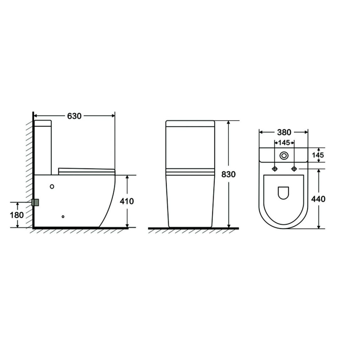 Унитаз Azario Corsa AZ-2062S Безободковый Выпуск Горизонтальный
