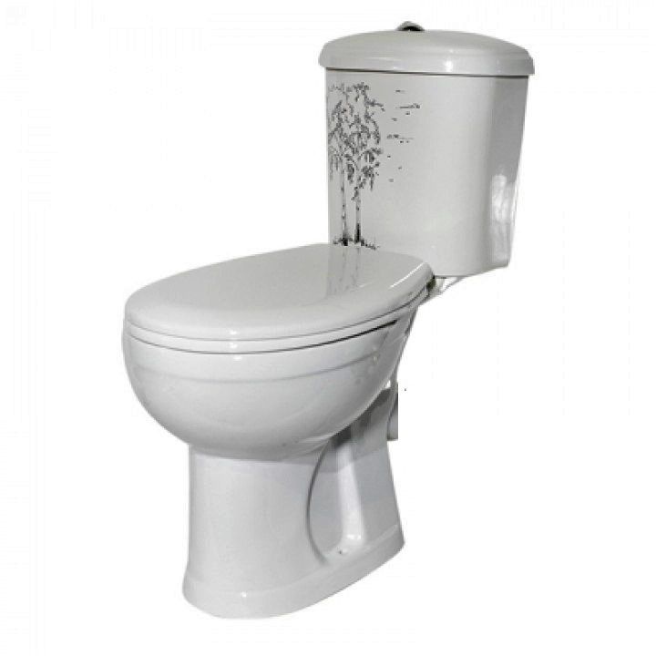 Унитаз Оскольская Керамика Дора Декор Березка Горизонтальный Выпуск