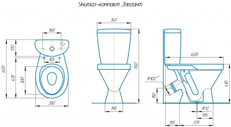 Унитаз Кировская Керамика Rosa Элегант Выпуск Косой