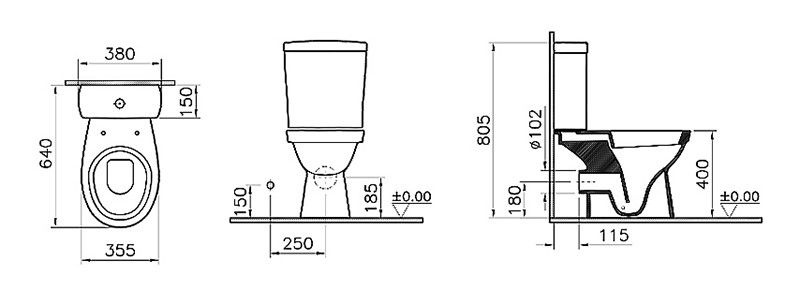 Унитаз Vitra Norm Eisberg Горизонтальный Выпуск