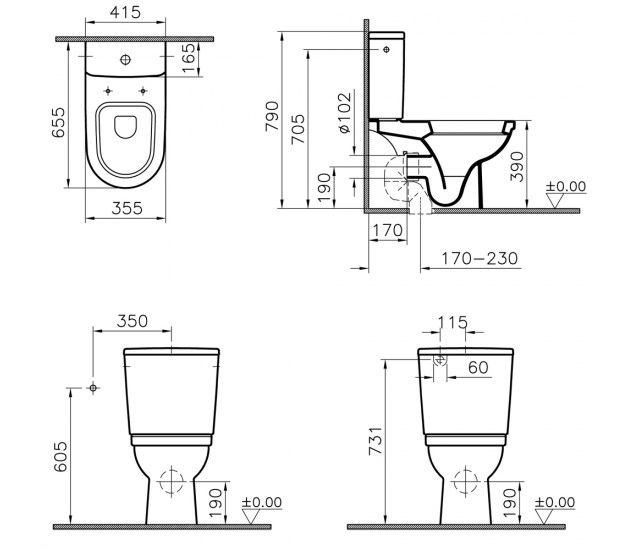 Унитаз Vitra Form 300 Горизонтальный Выпуск