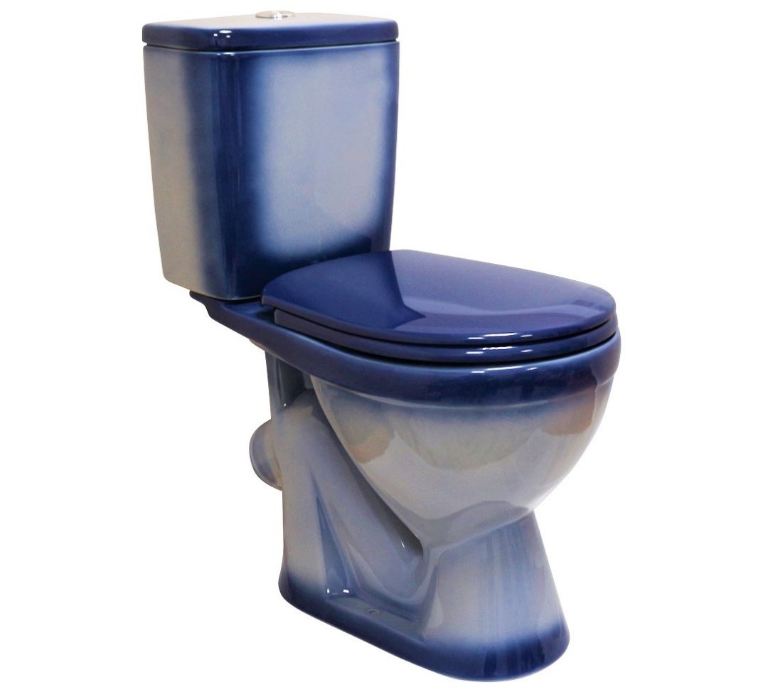 Унитаз Кировская Керамика Rosa Лира Синий Декор Косой Выпуск