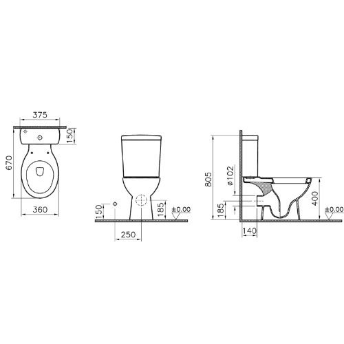 Унитаз Vitra Norm Nord Горизонтальный Выпуск