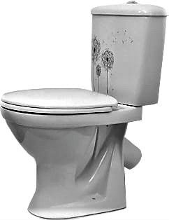 Унитаз Оскольская Керамика Суперкомпакт Декор Одуванчики Косой Выпуск