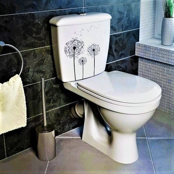 Унитаз Оскольская Керамика Суперкомпакт Декор Одуванчики Косой Выпуск