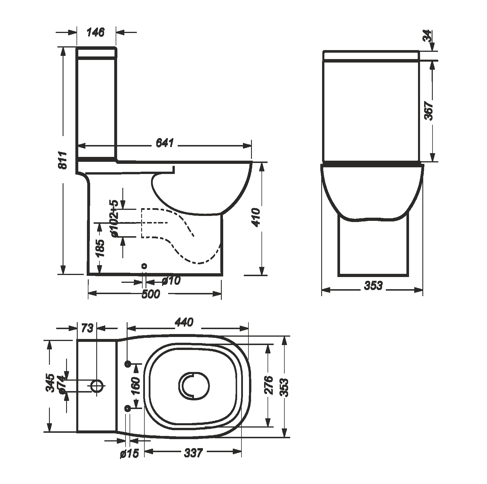 Унитаз Sanita Luxe Quadro SL DM Slim Горизонтальный Выпуск