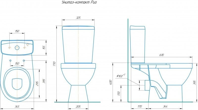 Унитаз Кировская Керамика Rosa Рио Коричневый Декор Горизонтальный Выпуск