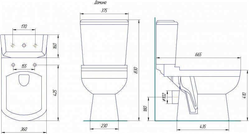 Унитаз Кировская Керамика Rosa Домино Выпуск Горизонтальный