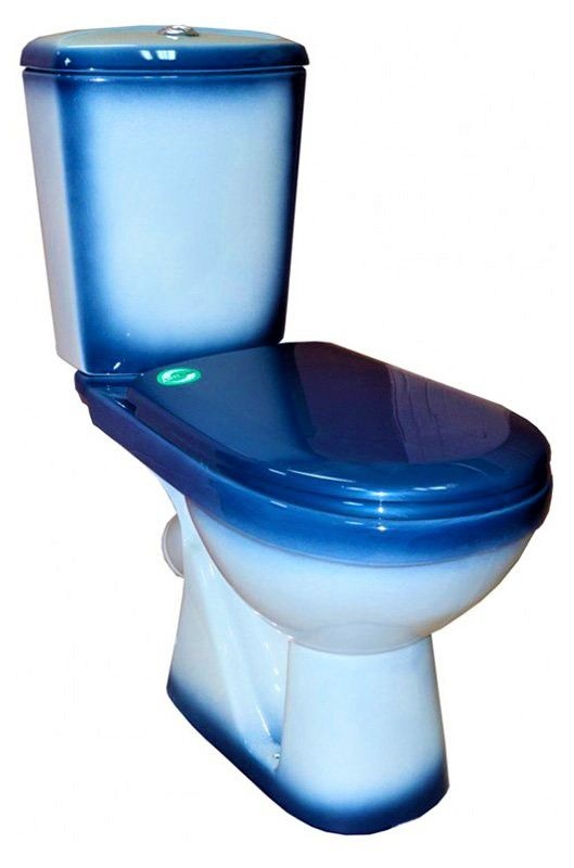 Унитаз Кировская Керамика Rosa Комфорт Синий Декор Косой Выпуск