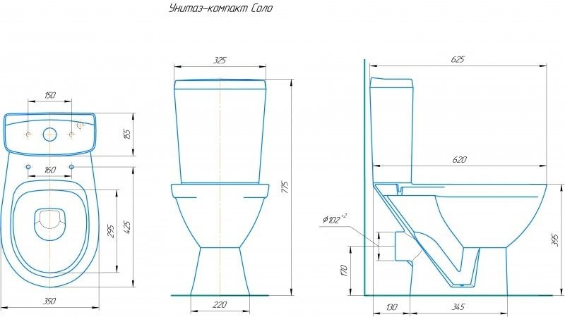 Унитаз Кировская Керамика Rosa Соло Коричневый Декор Горизонтальный Выпуск