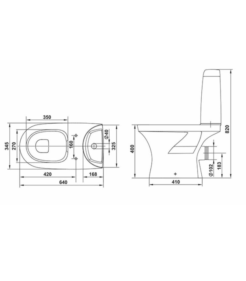 Унитаз  Керамин Санти Безободковый Горизонтальный Выпуск