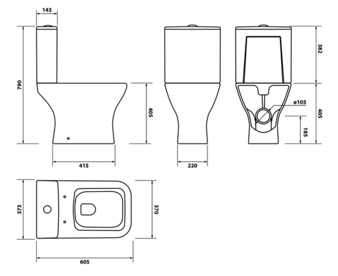 Унитаз Iddis Torr Безободковый Горизонтальный Выпуск