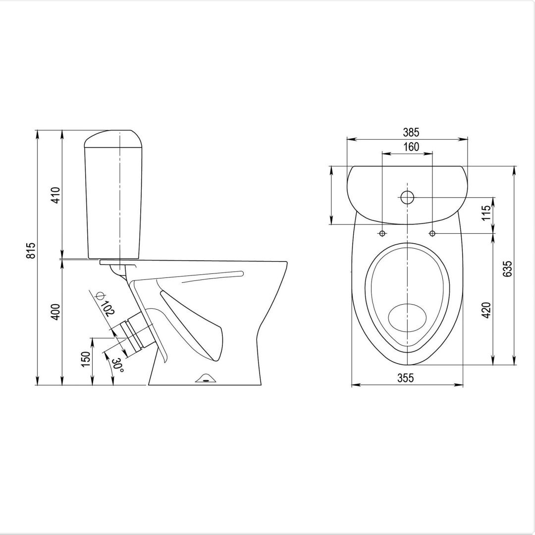 Унитаз-компакт Santeri Версия Белый Косой Выпуск