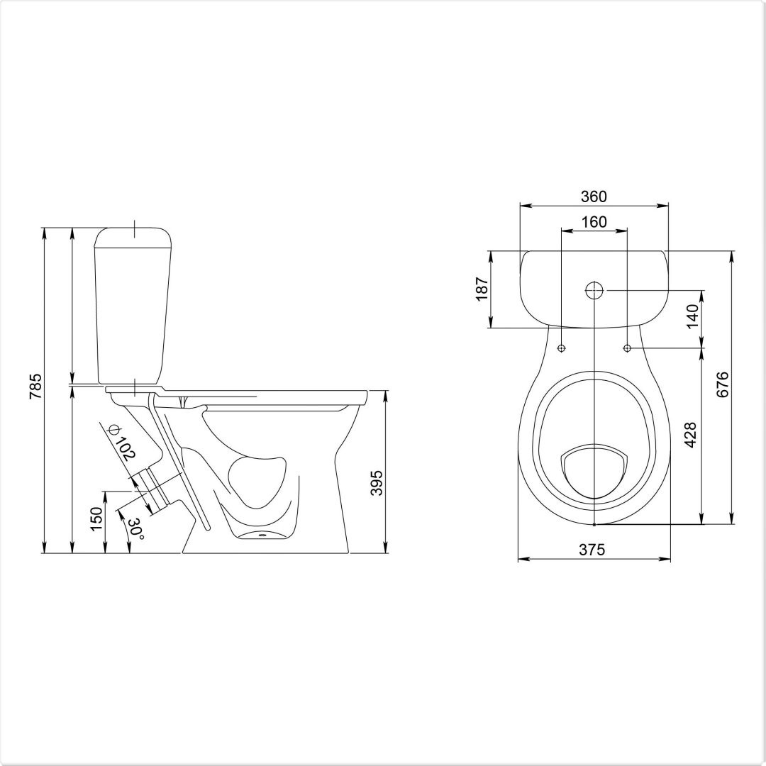 Унитаз-компакт  Santeri Виктория Белый Тарельчатый Косой Выпуск