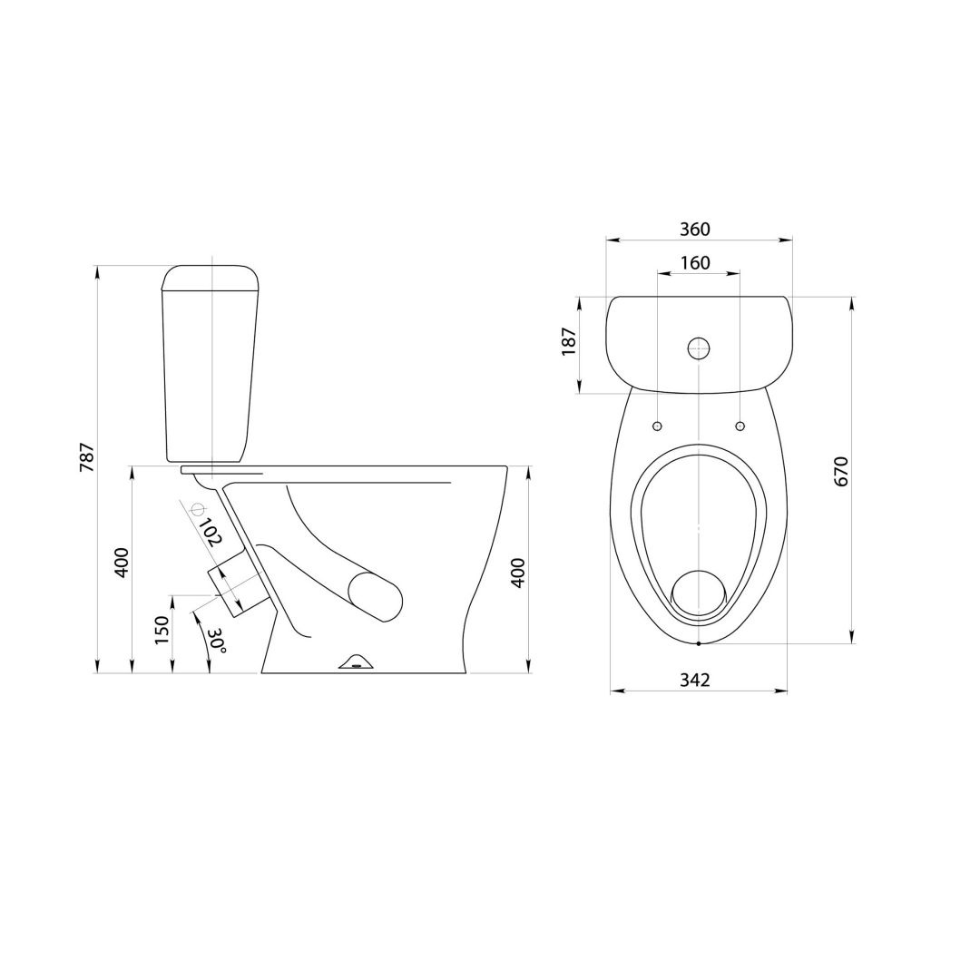 Унитаз Santeri Воротынский Белый Косой Выпуск