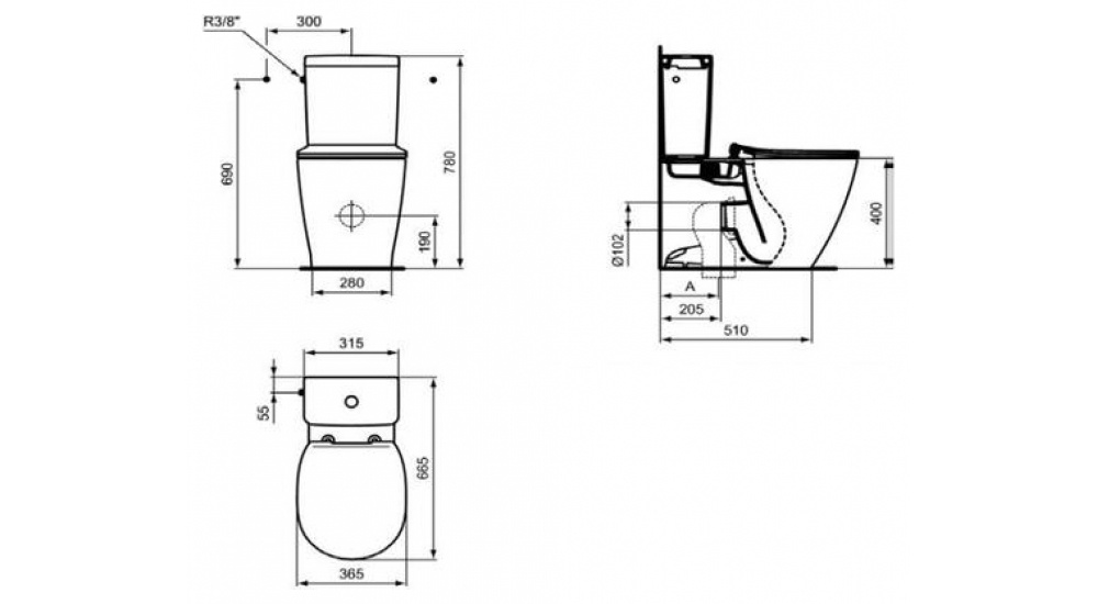 Унитаз Ideal Standard Connect Aquablade Arc Горизонтальный Выпуск