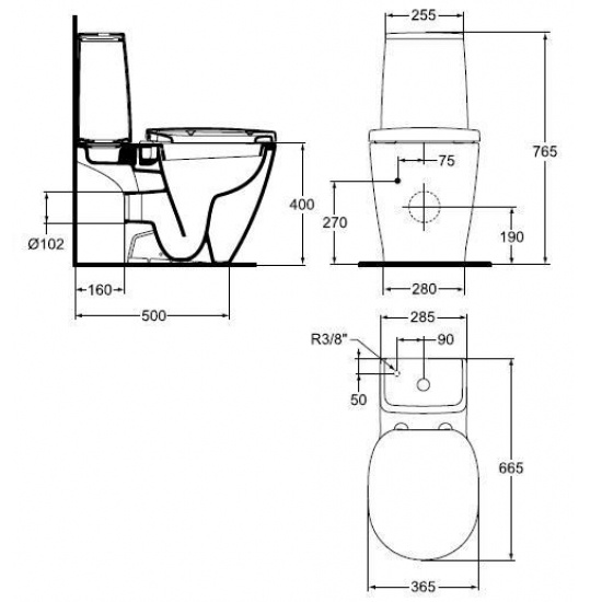 Унитаз Ideal Standard Connect Aquablade Scan Горизонтальный Выпуск