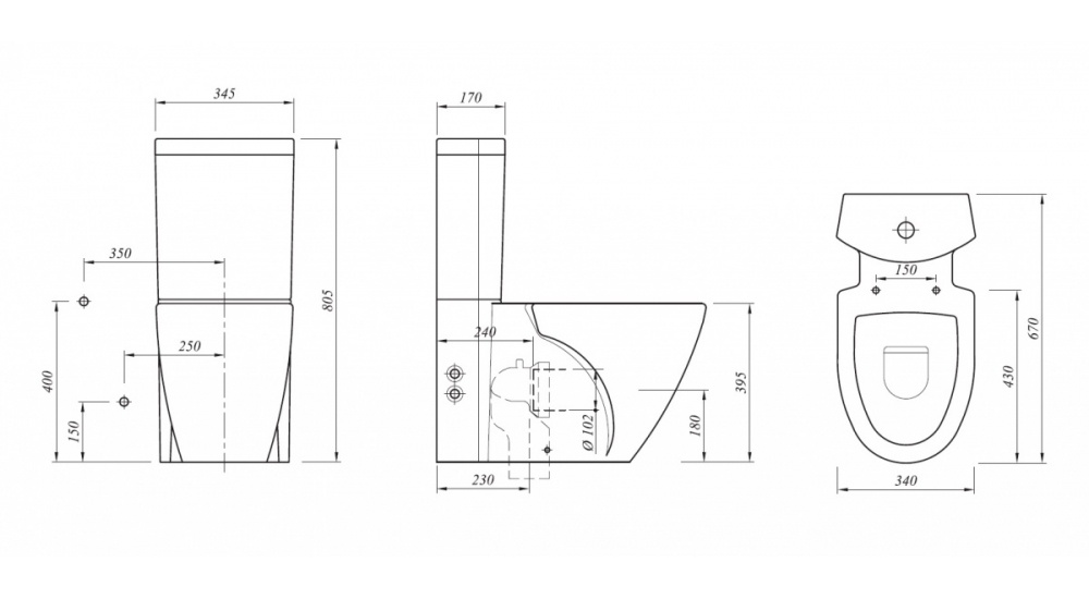 Унитаз Kale Stil Горизонтальный Выпуск
