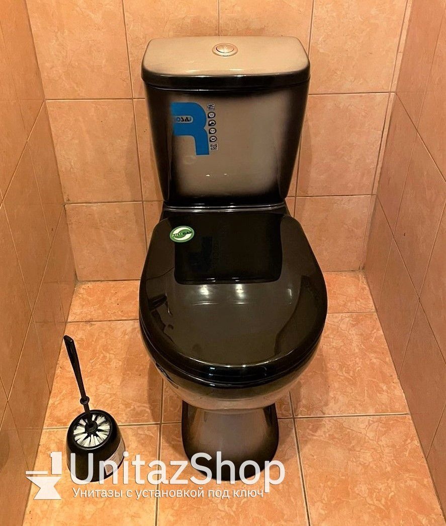 Унитаз Кировская Керамика Rosa Лира Черный Декор Косой Выпуск