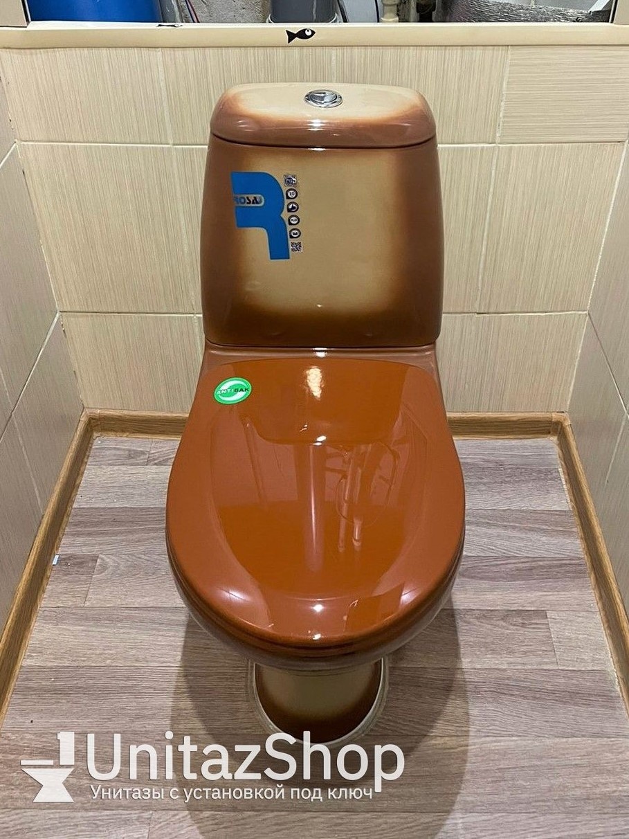 Унитаз Кировская Керамика Rosa Премьер Коричневый Декор Горизонтальный Выпуск