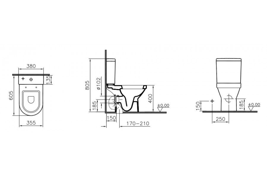 Унитаз Vitra S50 Горизонтальный Выпуск