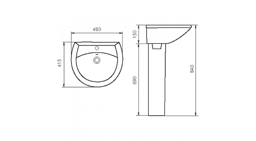 Раковина Sanita Аттика 50 С Пьедесталом