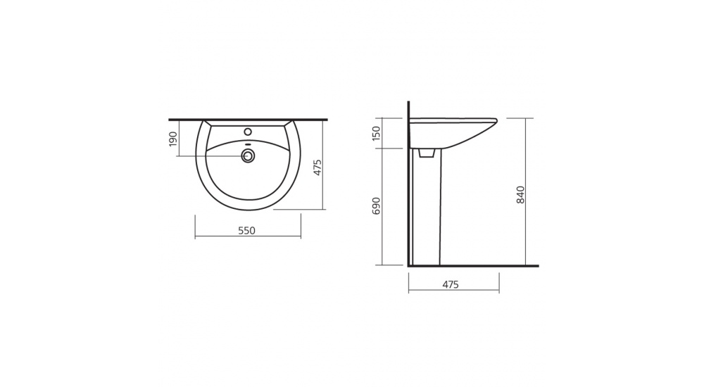 Раковина Sanita Аттика 55 С Пьедесталом