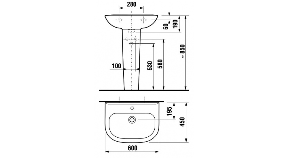 Раковина Jika Olimp 60 С Пьедесталом