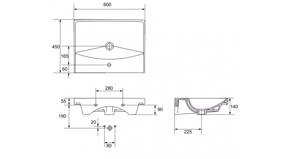Раковина Cersanit City 60 С Пьедесталом