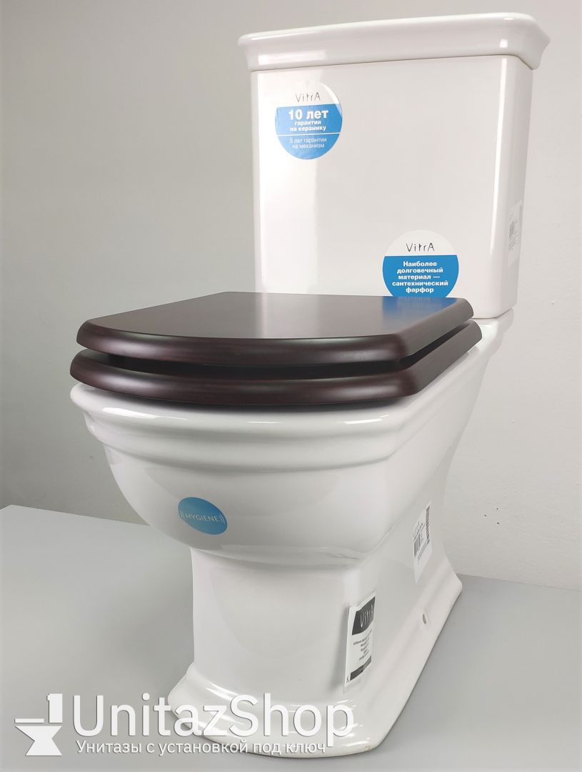 Унитаз Vitra Serenada Горизонтальный Выпуск деревянное сиденье