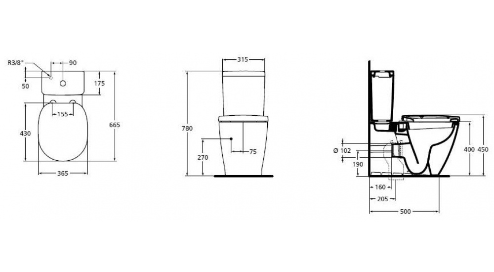 Унитаз Ideal Standard Connect Scan E803701 Горизонтальный Выпуск