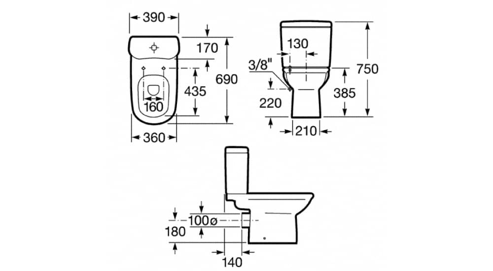 Унитаз Roca Giralda Горизонтальный Выпуск
